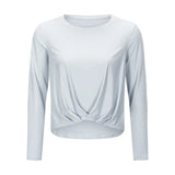 LOVEMI Sweaters Grey / XS Lovemi -  Pleated hem yoga long sleeves