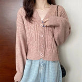 LOVEMI Sweaters Khaki / One size Lovemi -  Twist Sweater Cardigan Jacket Women Autumn Jacket