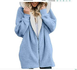 LOVEMI Sweaters Light blue / S Lovemi -  Hooded zipper cardigan fur coat plush sweater