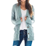 LOVEMI  Sweaters LightGreen / M Lovemi -  Single breasted long sleeve wool jacket
