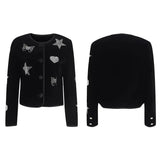 LOVEMI Sweaters Lovemi -  Little Fragrant Black Hot Rhinestone Short Jacket
