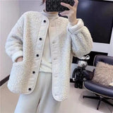 LOVEMI  Sweaters Lovemi -  Short Lamb Hair Loose All-match Stitching Fur Short Coat