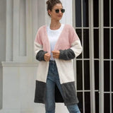 LOVEMI  Sweaters Lovemi -  Three Color Female Splicing Wool Cardigan Coat