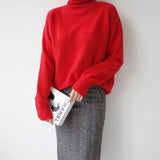 LOVEMI  Sweaters Lovemi -  Women's loose knit sweater turtleneck sweater