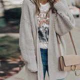 LOVEMI Sweaters Offwhite / S Lovemi -  Solid Color Mid-length Knitted Coat Cardigan Long Sleeves