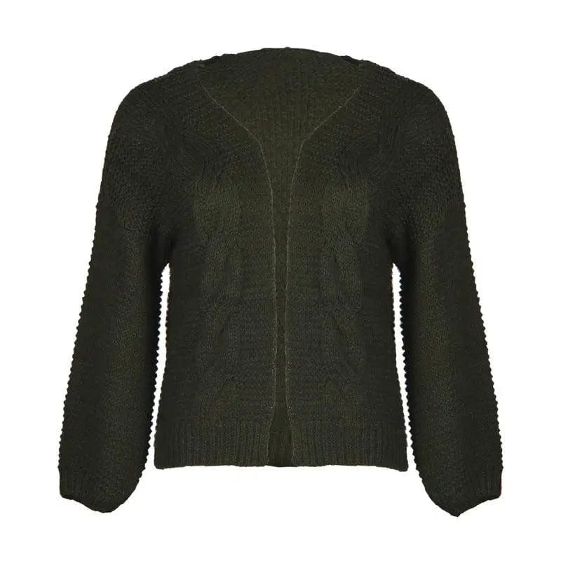 LOVEMI  Sweaters OliveGreen / S Lovemi -  Pure Color Jacquard Blouse Jacket Casual Loose Cardigan