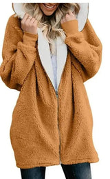 LOVEMI Sweaters Orange / S Lovemi -  Hooded zipper cardigan fur coat plush sweater