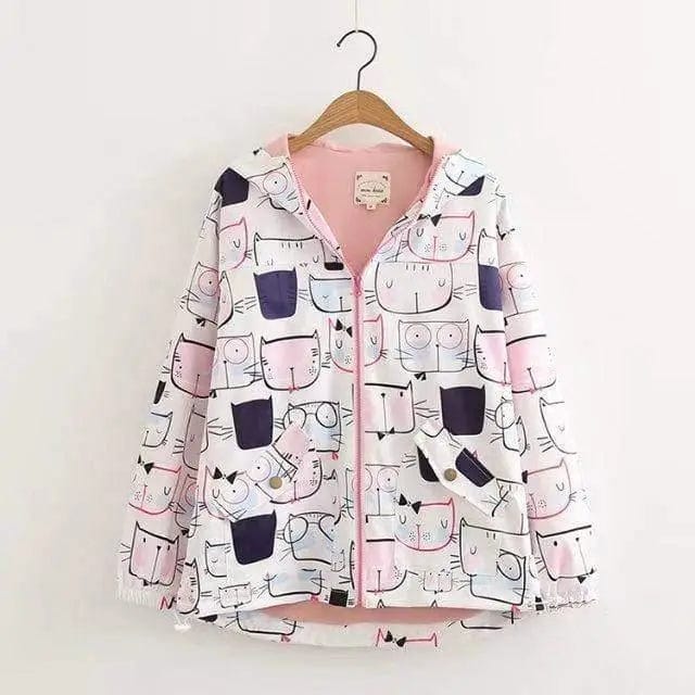 LOVEMI Sweaters Picture color / S Lovemi -  Printed Loose Plus Size Long-sleeved Hooded Zipper Jacket