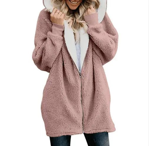 LOVEMI Sweaters Pink / 3XL Lovemi -  Hooded zipper cardigan fur coat plush sweater