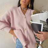LOVEMI Sweaters Pink / L Lovemi -  Simple and elegant knitted cardigan