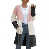 LOVEMI  Sweaters Pink / L Lovemi -  Three Color Female Splicing Wool Cardigan Coat