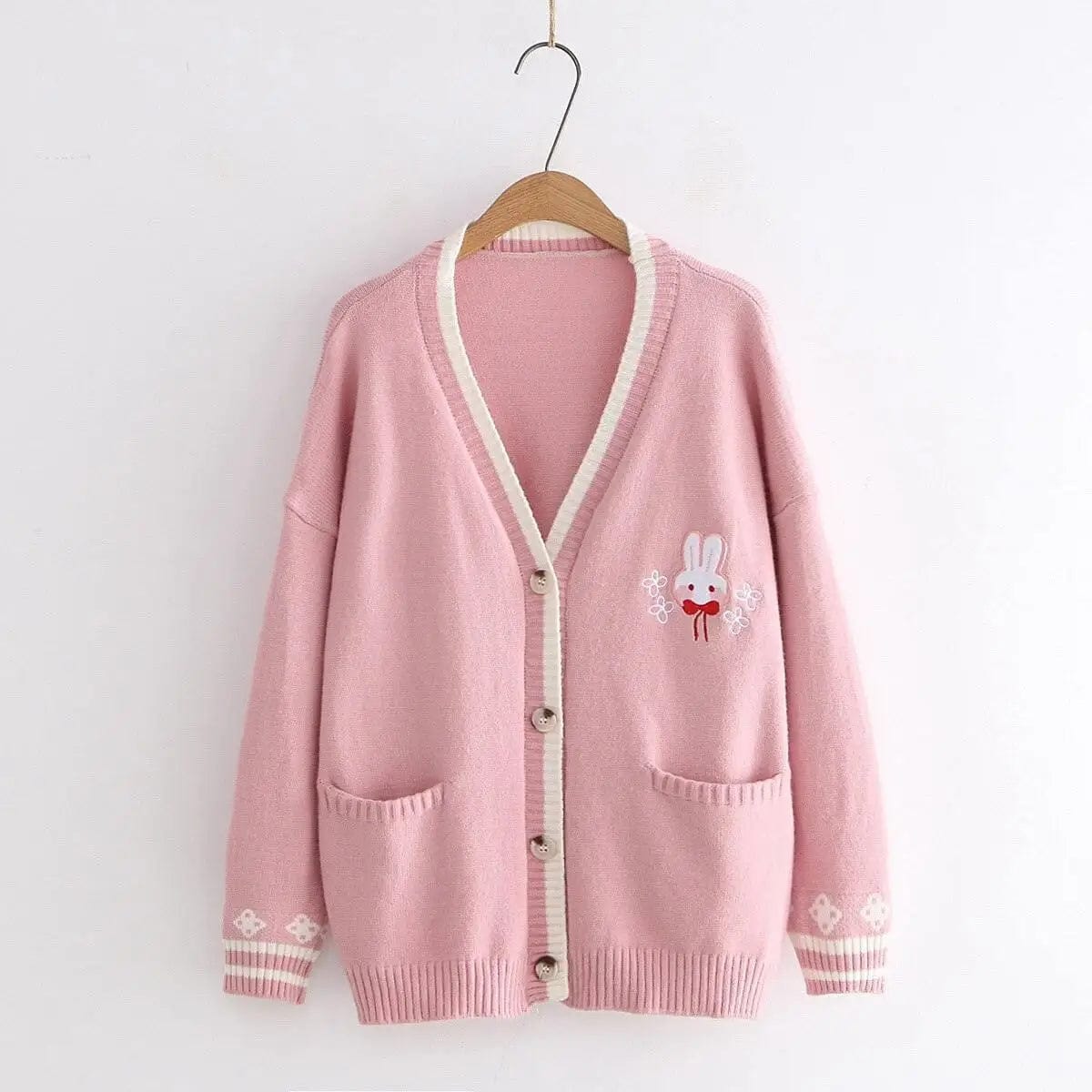 LOVEMI Sweaters Pink Lovemi -  Loose solid color rabbit cardigan