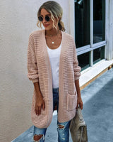 LOVEMI Sweaters Pink / M Lovemi -  Knit long cardigan contrast color coat