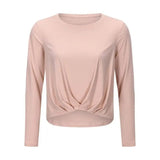 LOVEMI Sweaters Pink / M Lovemi -  Pleated hem yoga long sleeves