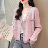 LOVEMI Sweaters Pink / One size Lovemi -  New Women's Korean Style Sweater Jacket Women's Short Jacket