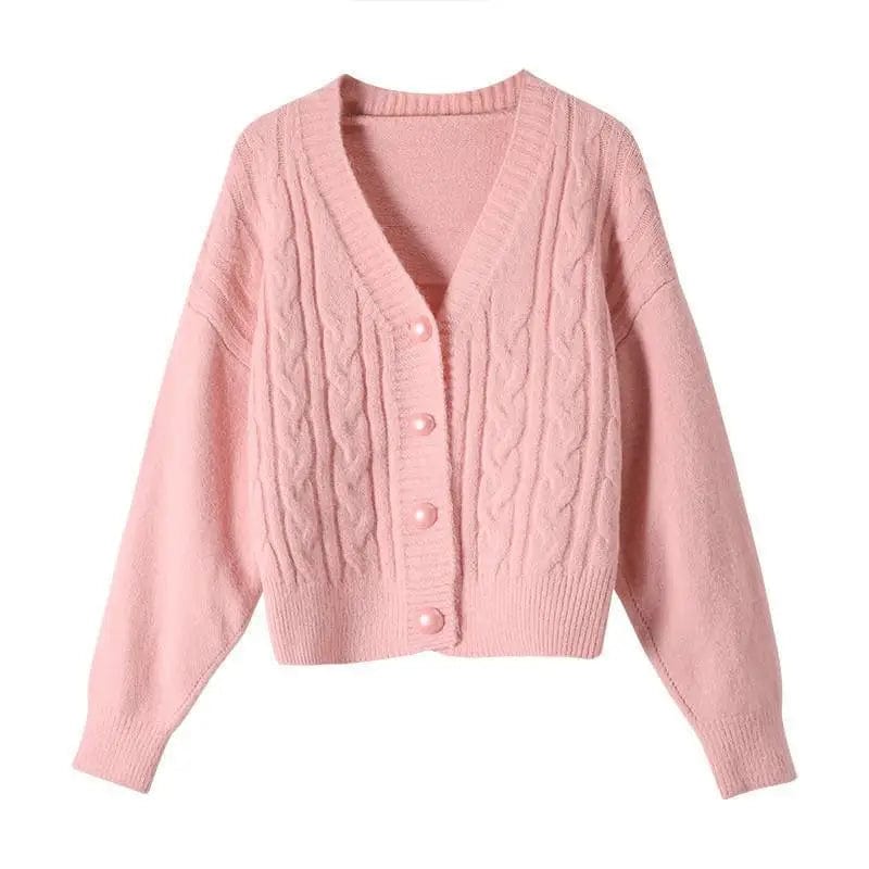 LOVEMI Sweaters Pink / One size Lovemi -  Twist Sweater Cardigan Jacket Women Autumn Jacket