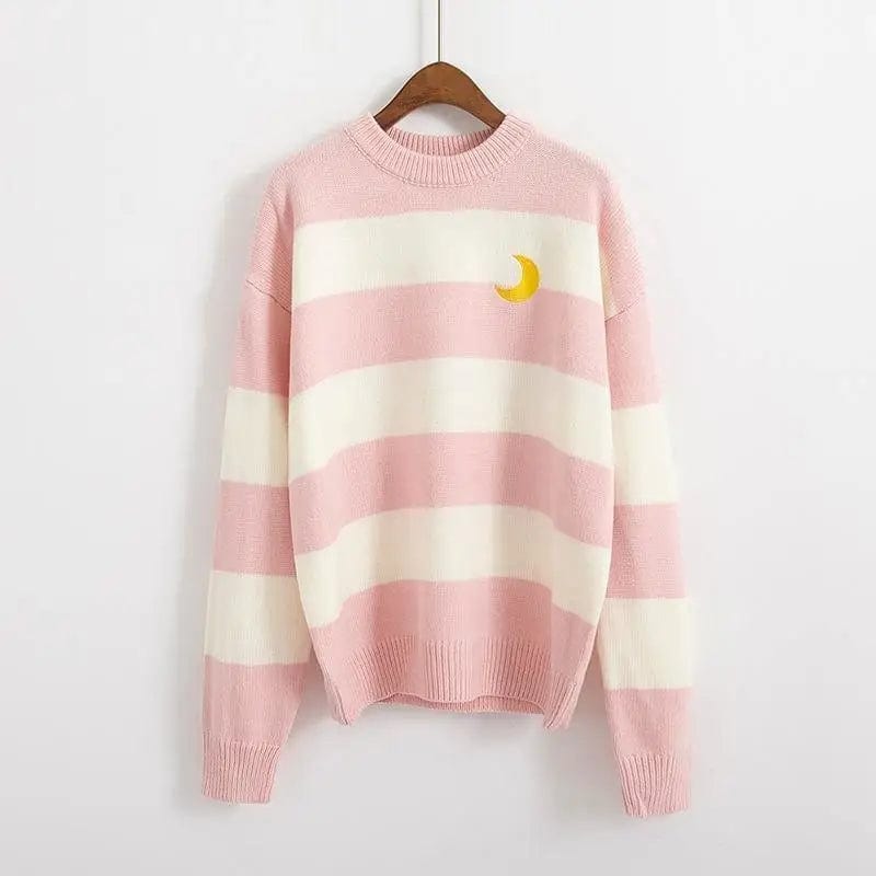 LOVEMI Sweaters Pink / One size Lovemi -  Very Fairy Striped Sweater Knit Sweater