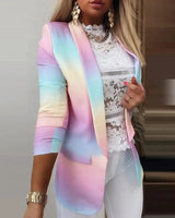 LOVEMI Sweaters Pink / S Lovemi -  Polyester Fiber Casual Gradient Print Jacket