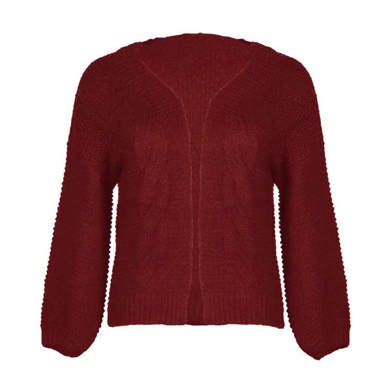 LOVEMI  Sweaters Red / S Lovemi -  Pure Color Jacquard Blouse Jacket Casual Loose Cardigan