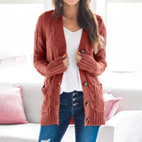 LOVEMI  Sweaters Red / S Lovemi -  Single breasted long sleeve wool jacket