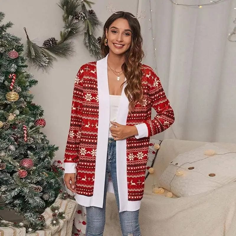 LOVEMI  Sweaters Red / S Lovemi -  Tie-dye Christmas Leopard Print Knitted Cardigan Jacket