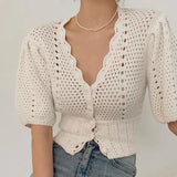 LOVEMI Sweaters White / One size Lovemi -  Western Style Hollow Chain Link Flower