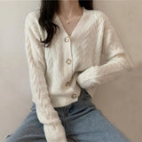 LOVEMI Sweaters White / S Lovemi -  Loose Short White Twist Sweater Coat