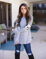 LOVEMI Sweaters White / S Lovemi -  Printed Long Sleeved Loose Plus Size Blouse