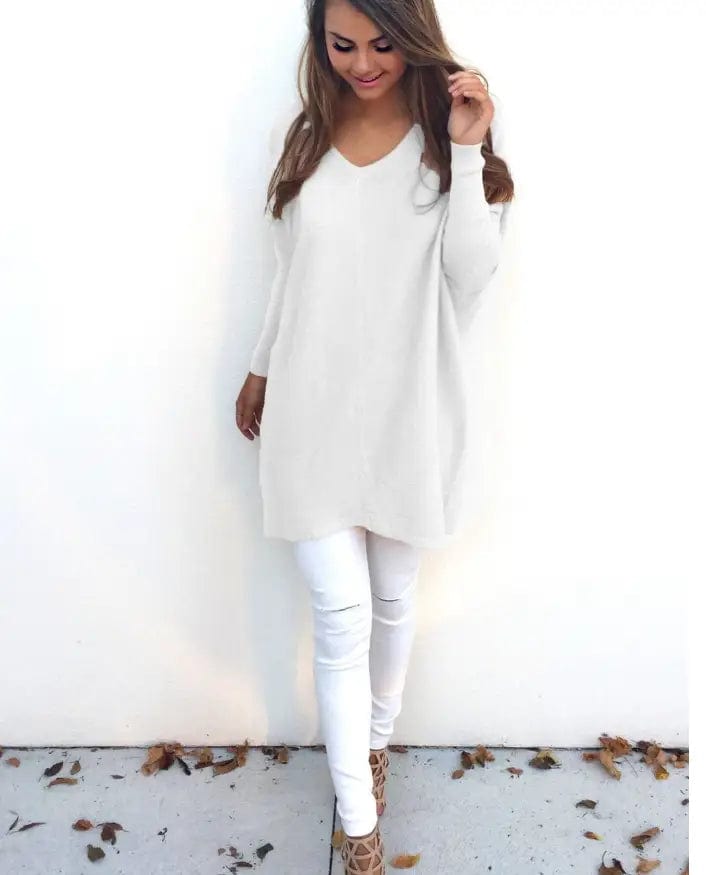 LOVEMI  Sweaters White / S Lovemi -  V-Neck Warm Sweaters Casual Sweater