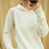 LOVEMI Sweaters White / S Lovemi -  Wool Sweater Women's Hooded Pullover Long-sleeved Knitted