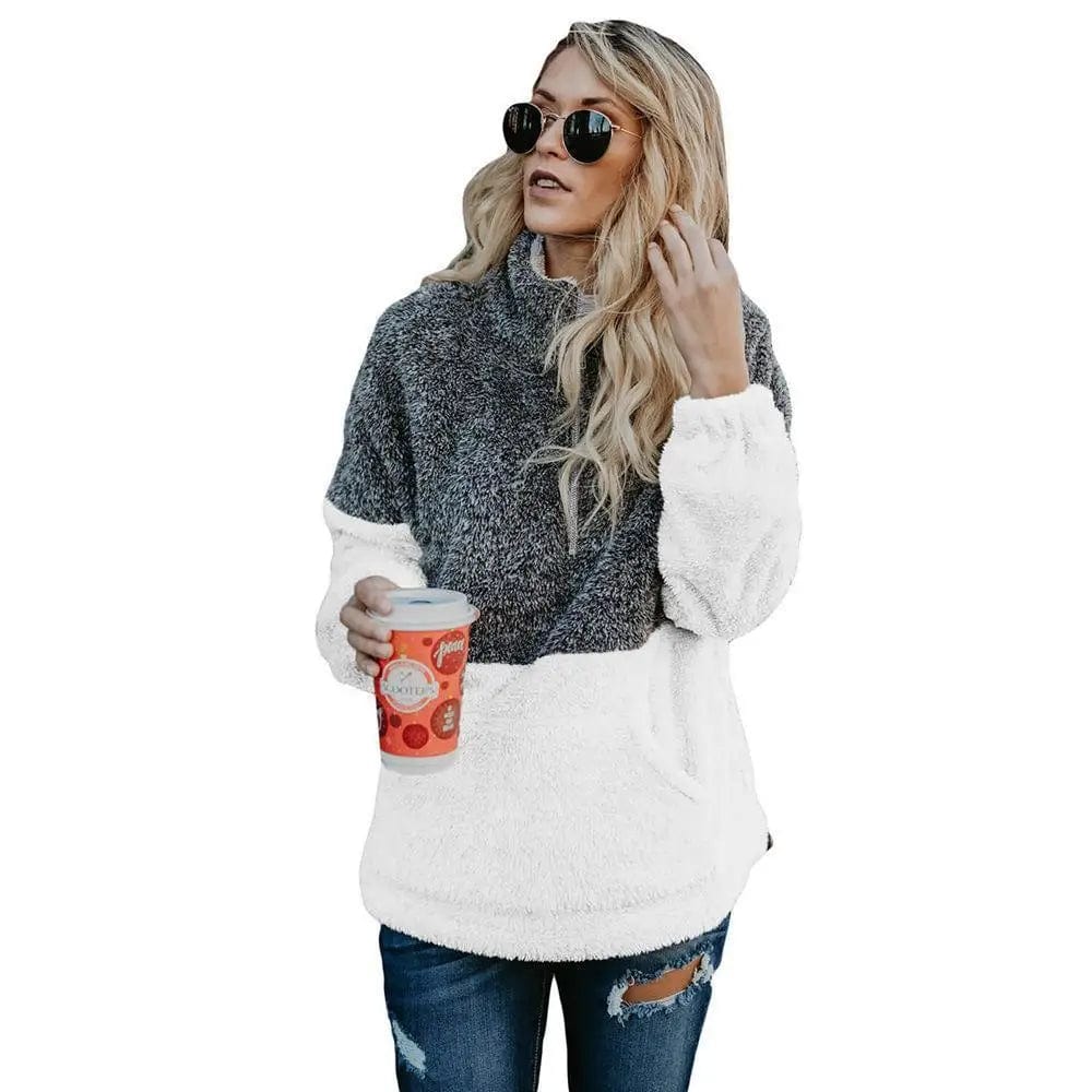 LOVEMI Sweaters White / XL Lovemi -  New contrast color thick plush wool pullover