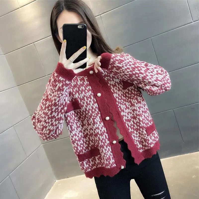 LOVEMI Sweaters Wine Red / S Lovemi -  Women's Small Fragrant Knit Sweater Coat