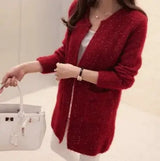 LOVEMI Sweaters Wine red / XL Lovemi -  Sweater knit cardigan