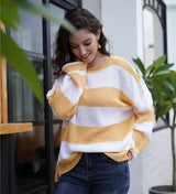 LOVEMI  Sweaters Yellow / M Lovemi -  Women's sweater women's striped colorblock sweater