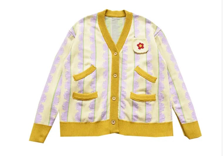 LOVEMI Sweaters Yellow / One size Lovemi -  Life series yellow purple lace graphics cotton double layer