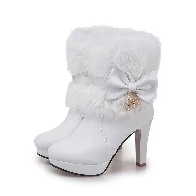 Sweet Princess Autumn And Winter Short Boots Snow Women-White-6