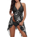 LOVEMI  Tankinis Black / 2XL Lovemi -  Sexy Bikini Irregular Hem Split Floral Swimsuit