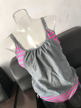 LOVEMI  Tankinis Grey / 2XL Lovemi -  Ladies Popular Casual Striped One-piece Bikini