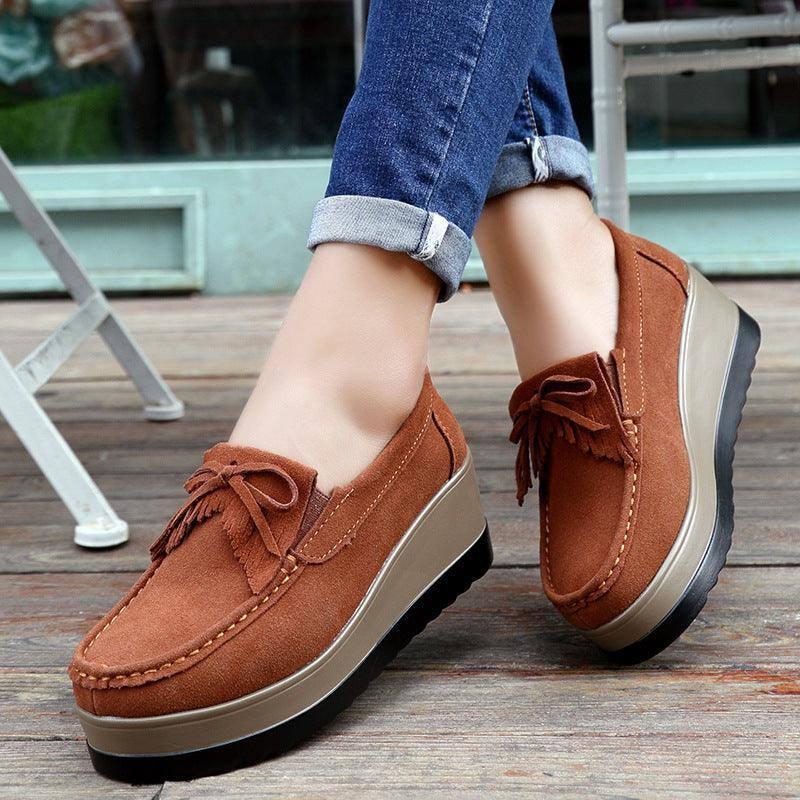 Tassel Bow Design Shoes For Woman Fashion Thick Bottom-2