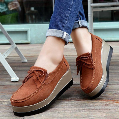 Tassel Bow Design Shoes For Woman Fashion Thick Bottom-2