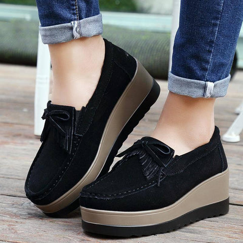 Tassel Bow Design Shoes For Woman Fashion Thick Bottom-3