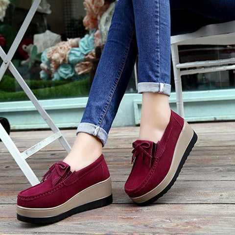 Tassel Bow Design Shoes For Woman Fashion Thick Bottom-4