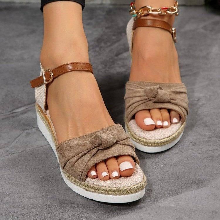 Thick-Soled Bow Sandals-9
