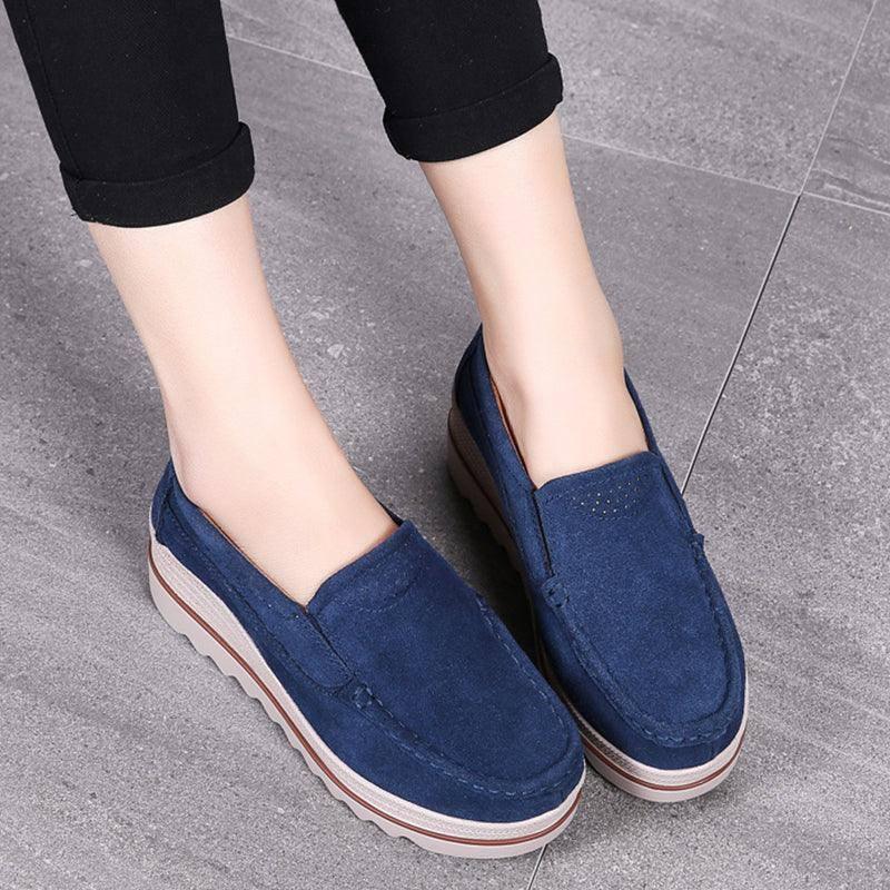 Thick-soled Flat Shoes Anti-slip Suede Height Increasing Shoes For Women-4