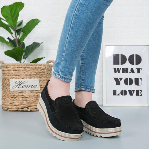 Thick-soled Flat Shoes Anti-slip Suede Height Increasing-7
