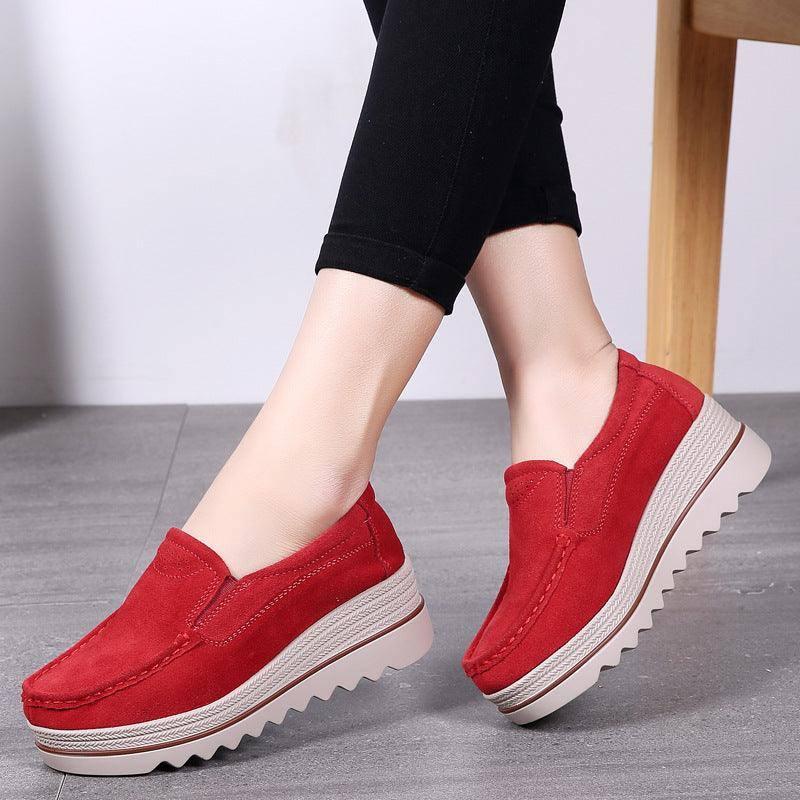 Thick-soled Flat Shoes Anti-slip Suede Height Increasing Shoes For Women-9