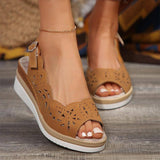 Thick-Soled Roman Shoes-Light Brown-1