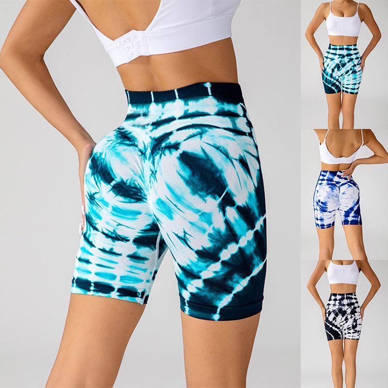 Tie-dye Printed Yoga Shorts Fashion Seamless High-waisted-1