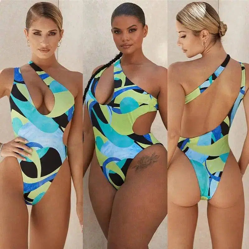 Tight Backless One-Piece Swimsuit Stripes-S-2