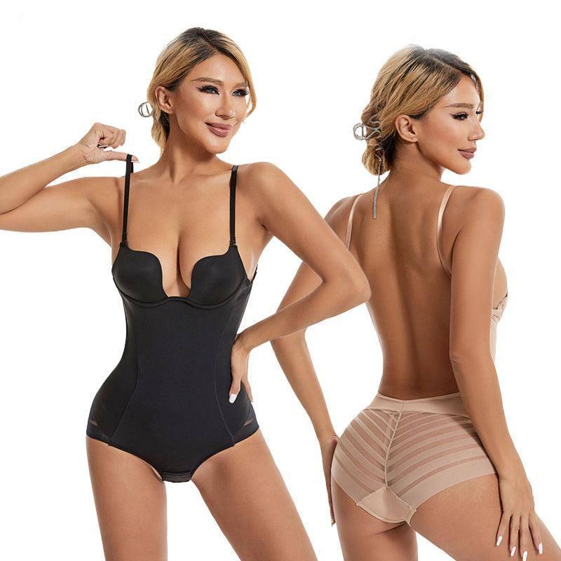 Tight Suspender Jumpsuits Backless U-shaped Bra Shapewear-1